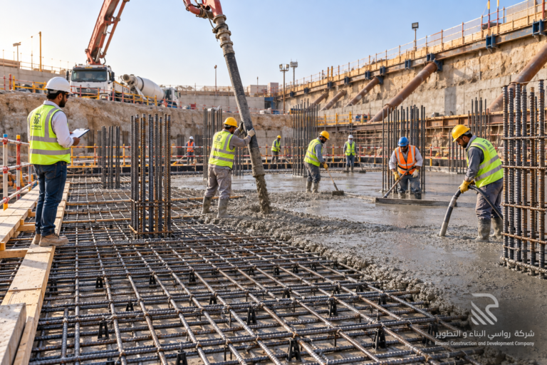 Home reinforced concrete raft pour underway