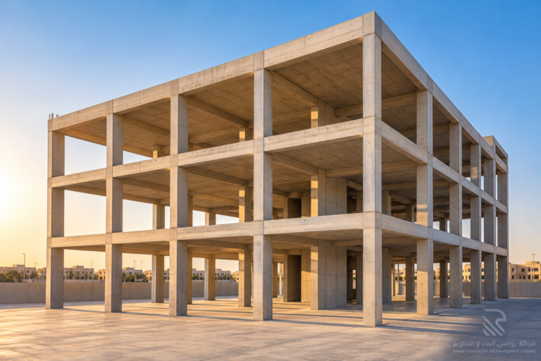 Home saudi concrete frame in golden light